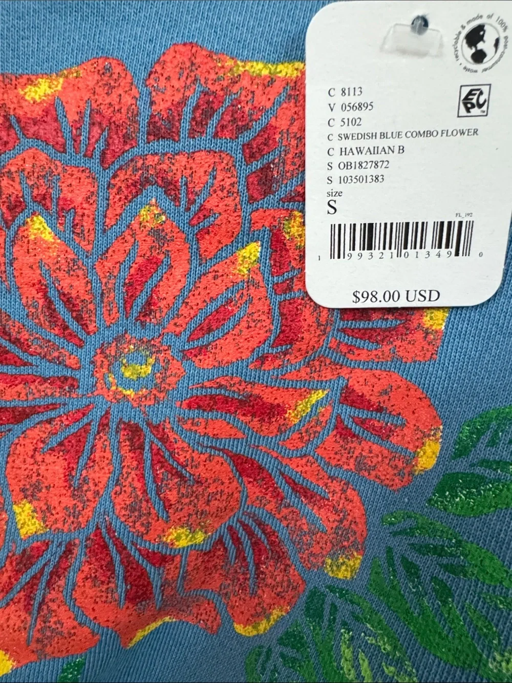 🌺 We The Free Graphic Camden Swedish Blue Combo Flower NWT